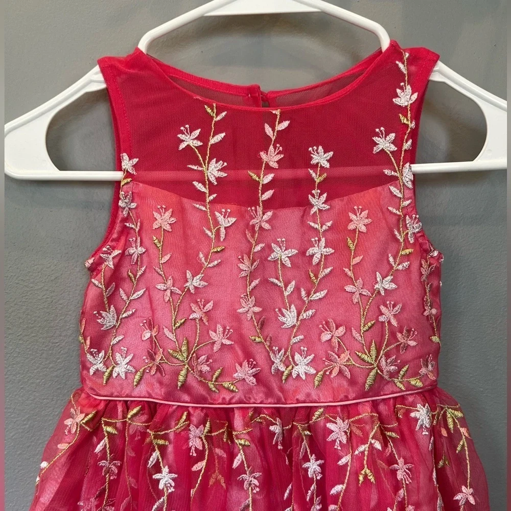 Joan Michelle embroidered Pink fashion party Dress for girls/size 5